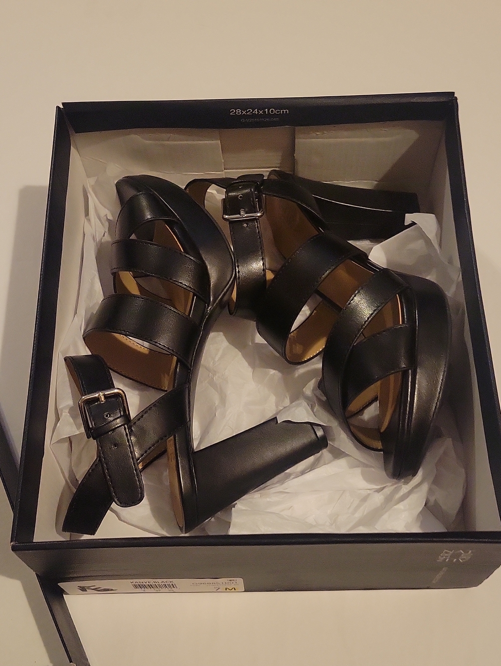 Naturalizer Black Leather Strappy Block Heel Sandal - Picture 4 of 4